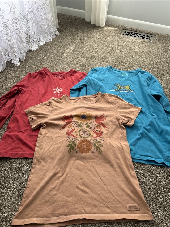 Life Is Good Tops - Life Is Good Tan/Burgundy/blue Graphic Long  Tee